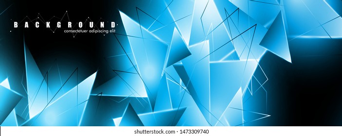 abstract background with glowing blue triangles that overlap. isolated black background. vector illustration of eps 10