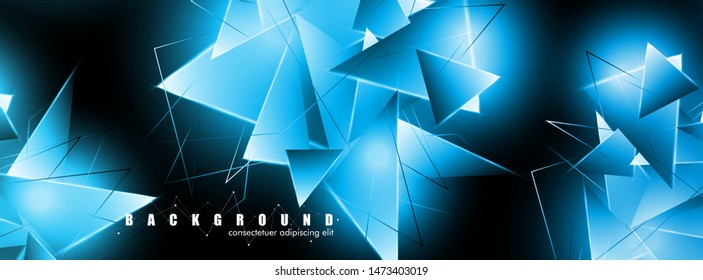 abstract background with glowing blue triangles that overlap. isolated black background. vector illustration of eps 10