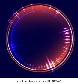 Abstract background with glowing circle frame.