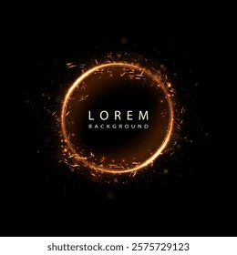 Abstract background of glowing circles of bright colorful colors, light effect around bright circles with bright glow on dark background. Vector