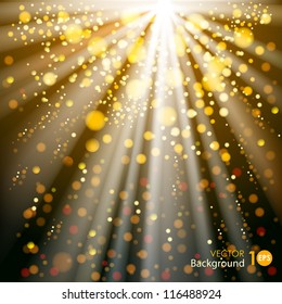 Abstract background with glowing circles and rays of light. Vector eps 10.