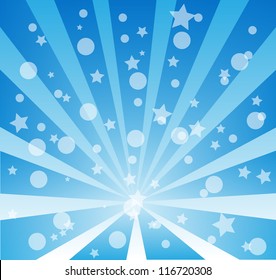 Abstract background with glowing circles and rays of light. Vector eps 10.