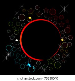 Abstract background with glowing circles and stars. Vector 10eps.