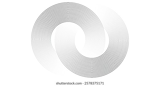 abstract background with glowing circles. Swirl circular lines pattern. Geometric spiral. Twirl element. Modern graphic design. Futuristic technology concept.