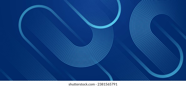 Abstrakter Hintergrund mit leuchtenden geometrischen Linien. Modernes, lustiges und minimalistisches Muster glänzender blauer Linien. Vektorgrafik