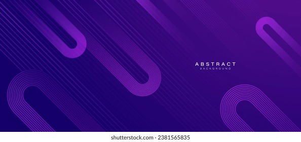 Abstract background with glowing curve geometric lines. Modern funny minimal trendy shiny purple lines pattern. Vector illustration