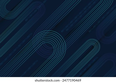 Fondo Abstractas con líneas geométricas de curva brillante. Patrón de líneas azules brillantes de moda mínima divertida moderna