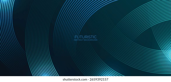 abstrakter Hintergrund mit leuchtend gekrümmten Linien. Modernes geometrisches Linienmuster. Futuristisches Technologiekonzept. Anzug für Cover, Poster, Banner, Broschüre, Header, Website