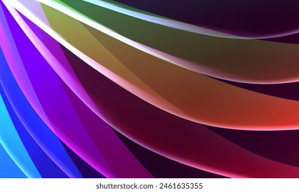 Fondo Abstractas con curvas brillantes. Elemento de diseño de líneas de siega brillantes. Diseño moderno de gradiente colorido para Anuncio, anuncios y presentación. Concepto de tecnología futurista. Ilustración vectorial