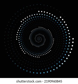 Abstract background with glowing dots in a spiral on black. design for template,wallpaper,cover
