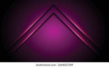 Fondo Abstractas con el marco brillante del triángulo de la línea doble en un telón de fondo oscuro del gradiente. Perfecto para tecnología, eventos, conciertos, juegos y temas de diseño moderno.