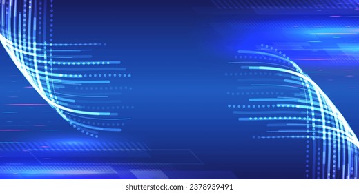 Abstract background with glowing dynamic lines. Futuristic red-blue stripes with arrows. Modern high-tech background for presentations and websites. Shiny moving design element.
