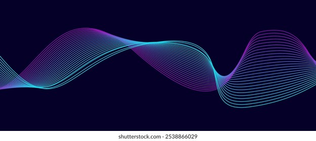 Abstract background with glowing, flowing wave lines in pink and blue color gradient background
