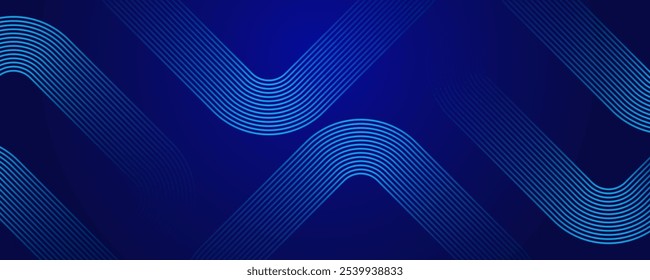 abstract background with glowing geometric lines. Shiny blue rounded square lines pattern. Modern futuristic graphic design. Suit for business, website, corporate, brochure, banner, cover