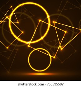 Abstract background of glowing geometric shapes. Vector design