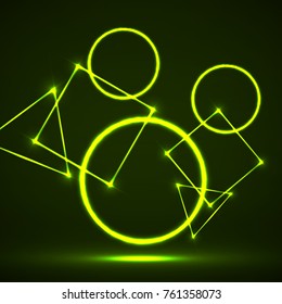 Abstract background of glowing geometric shapes. Vector design
