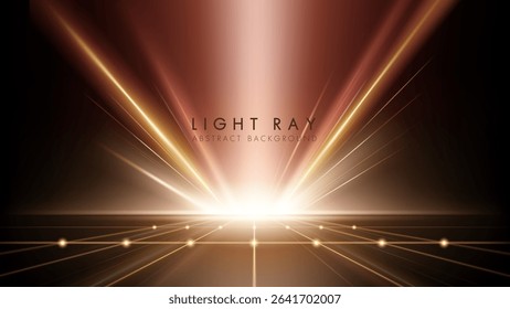 Abstract background with glowing gold light rays, luxury award ceremony event design.
