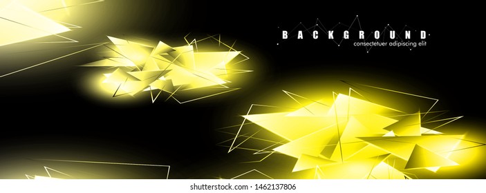 abstract background with glowing gold triangles that overlap. isolated black background. vector illustration of eps 10