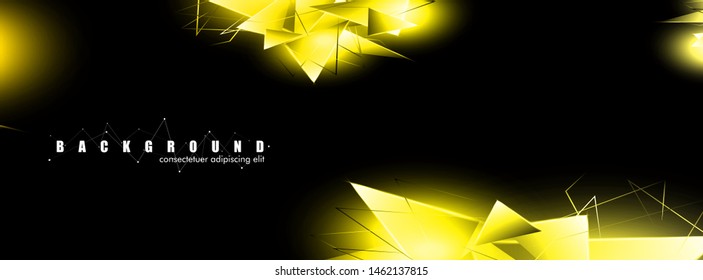 abstract background with glowing gold triangles that overlap. isolated black background. vector illustration of eps 10