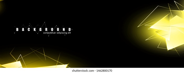 abstract background with glowing gold triangles that overlap. isolated black background. vector illustration of eps 10
