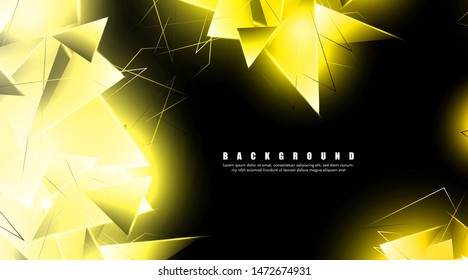 abstract background with glowing gold triangles that overlap. isolated black background. vector illustration of eps 10