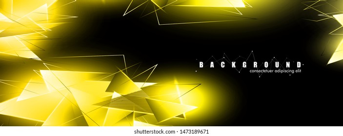 abstract background with glowing gold triangles that overlap. isolated black background. vector illustration of eps 10