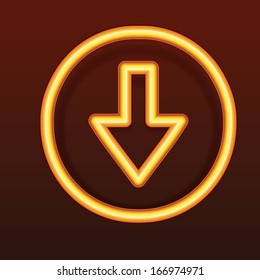 Abstract background with glowing golden arrow in circle