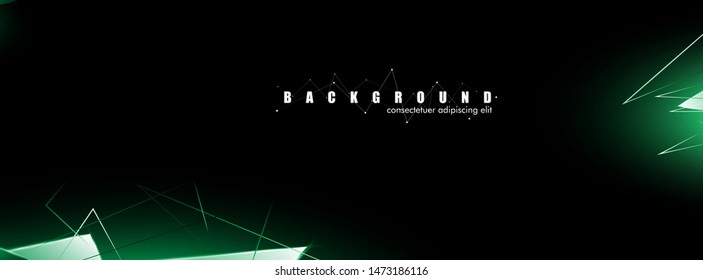 abstract background with glowing green triangles that overlap. isolated black background. vector illustration of eps 10