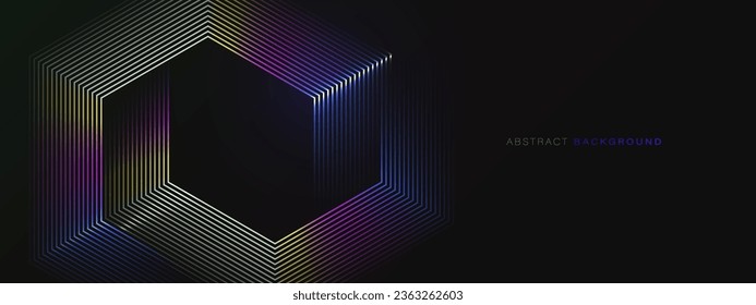 Abstract background with glowing hexagon geometric lines. Modern shiny Colorful lines pattern. Futuristic technology concept. Vector illustration