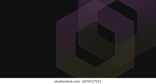 Fundo abstrato com linhas geométricas de hexágono brilhantes moderno