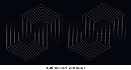 Fondo Abstractas con líneas geométricas hexagonales brillantes. Moderno patrón de líneas de colores brillantes. Concepto de tecnología futurista. Ilustración vectorial