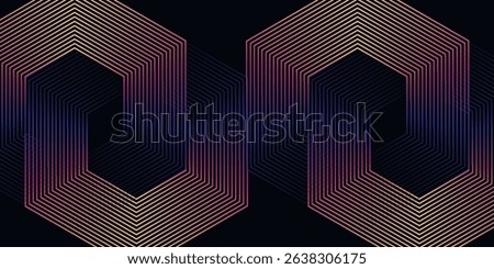 Abstract background with glowing hexagon geometric lines. Modern shiny Colorful lines pattern. Futuristic technology concept. Vector illustration