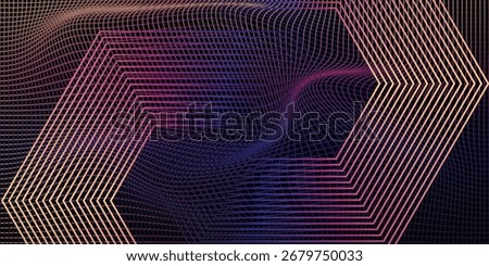Abstract background with glowing hexagon geometric lines. Modern shiny Colorful lines pattern. Futuristic technology concept. eps10 vector