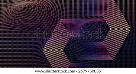 Abstract background with glowing hexagon geometric lines. Modern shiny Colorful lines pattern. Futuristic technology concept. eps10 vector
