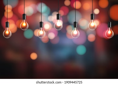 Abstract background. Glowing light bulbs design