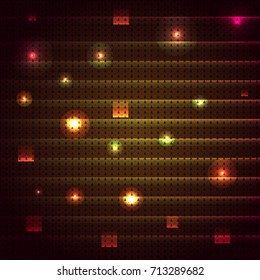 Abstract background. Glowing light bulbs design on knitted pattern