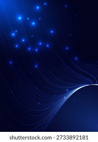 Abstract background glowing lines blue light effect. Speed movement, technologh data digital poster, flyer, advertisements. Vector illustration