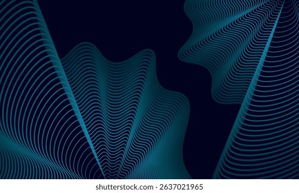 Abstract background with glowing lines. Dark horizontal-vertical background of wavy bright different color lines. Modern technology futuristic concept.