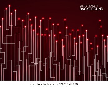 Abstract background of glowing lines and dots. Technology neon geometric graphic. Vector