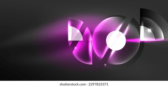 Abstract background glowing neon circles and lines with magic light effects. Hi-tech design for wallpaper, banner, background, landing page, wall art, invitation, prints, posters