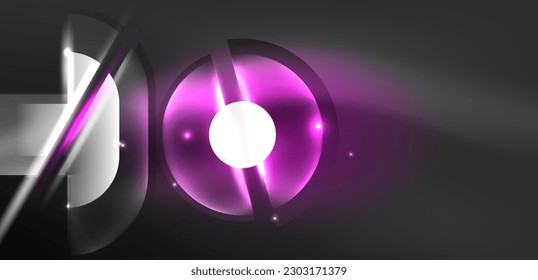 Abstract background glowing neon circles and lines with magic light effects. Hi-tech design for wallpaper, banner, background, landing page, wall art, invitation, prints, posters