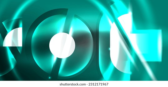 Abstract background glowing neon circles and lines with magic light effects. Hi-tech design for wallpaper, banner, background, landing page, wall art, invitation, prints, posters