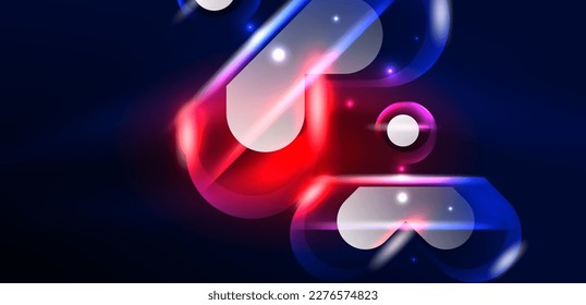 Abstract background glowing neon light geometric shapes. Space cosmic or magic energy vector wallpaper For Wallpaper, Banner, Background, Card, Book Illustration, landing page