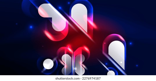 Abstract background glowing neon light geometric shapes. Space cosmic or magic energy vector wallpaper For Wallpaper, Banner, Background, Card, Book Illustration, landing page