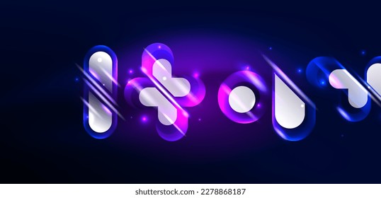 Abstract background glowing neon light geometric shapes. Space cosmic or magic energy vector wallpaper For Wallpaper, Banner, Background, Card, Book Illustration, landing page
