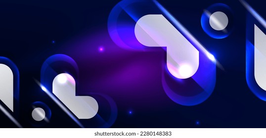 Abstract background glowing neon light geometric shapes. Space cosmic or magic energy vector wallpaper For Wallpaper, Banner, Background, Card, Book Illustration, landing page
