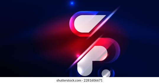 Abstract background glowing neon light geometric shapes. Space cosmic or magic energy vector wallpaper For Wallpaper, Banner, Background, Card, Book Illustration, landing page
