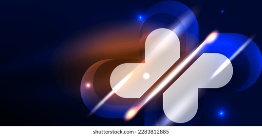Abstract background glowing neon light geometric shapes. Space cosmic or magic energy vector wallpaper For Wallpaper, Banner, Background, Card, Book Illustration, landing page