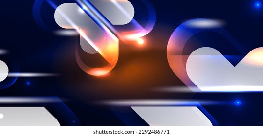 Abstract background glowing neon light geometric shapes. Space cosmic or magic energy vector wallpaper For Wallpaper, Banner, Background, Card, Book Illustration, landing page