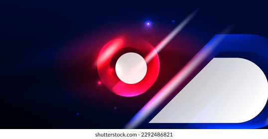Abstract background glowing neon light geometric shapes. Space cosmic or magic energy vector wallpaper For Wallpaper, Banner, Background, Card, Book Illustration, landing page